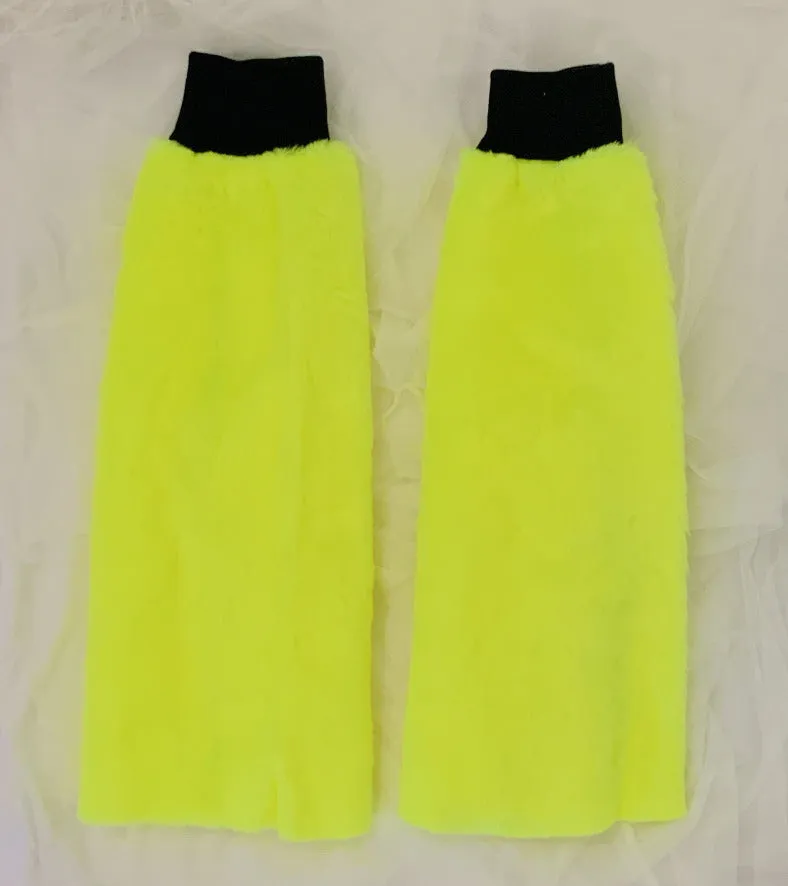 Fluro Yellow Fluffy Leg Warmers