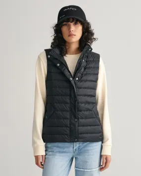 Gant Women Black Solid Stand Collar Sleeveless Puffer Jacket