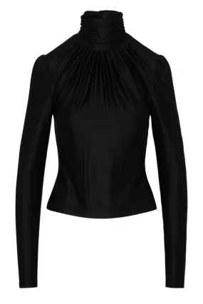 Gathered Turtleneck - Black