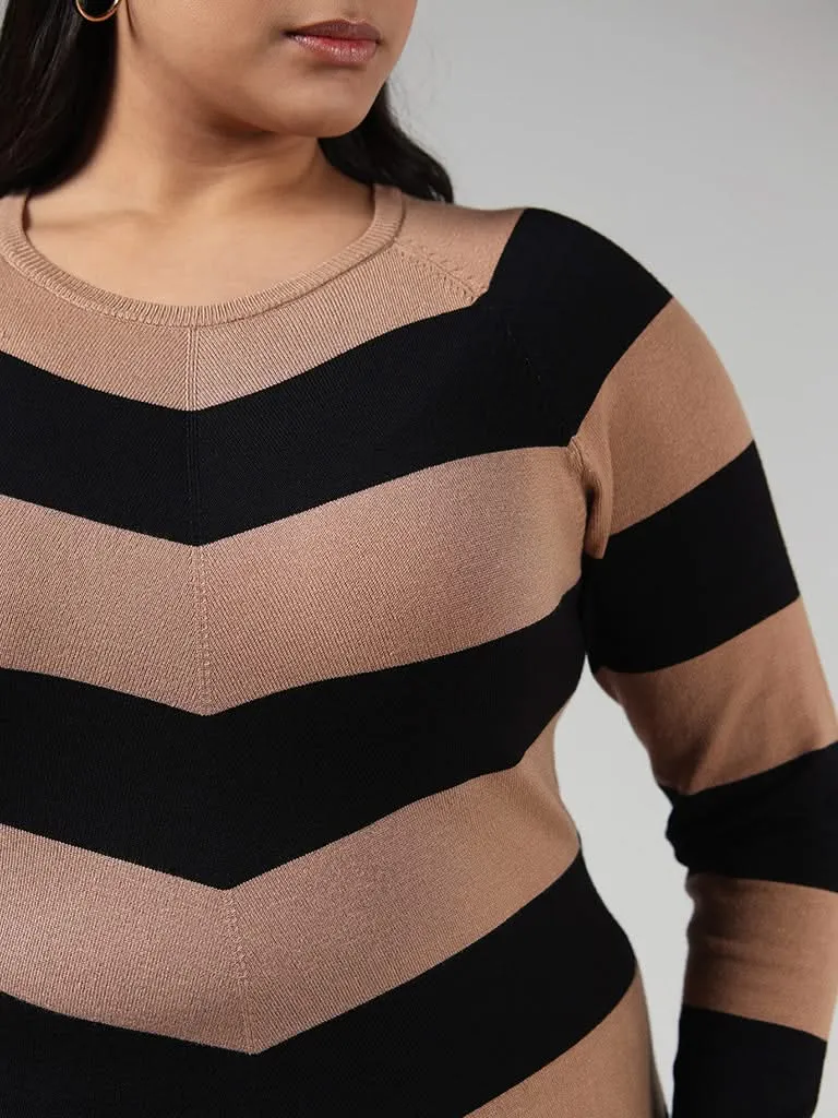 Gia Brown Striped Sweater