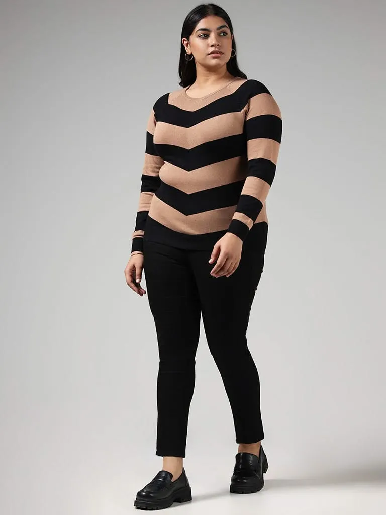 Gia Brown Striped Sweater