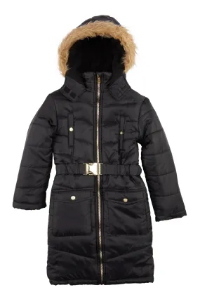 Girls Zip Front Hooded Puffer Jacket