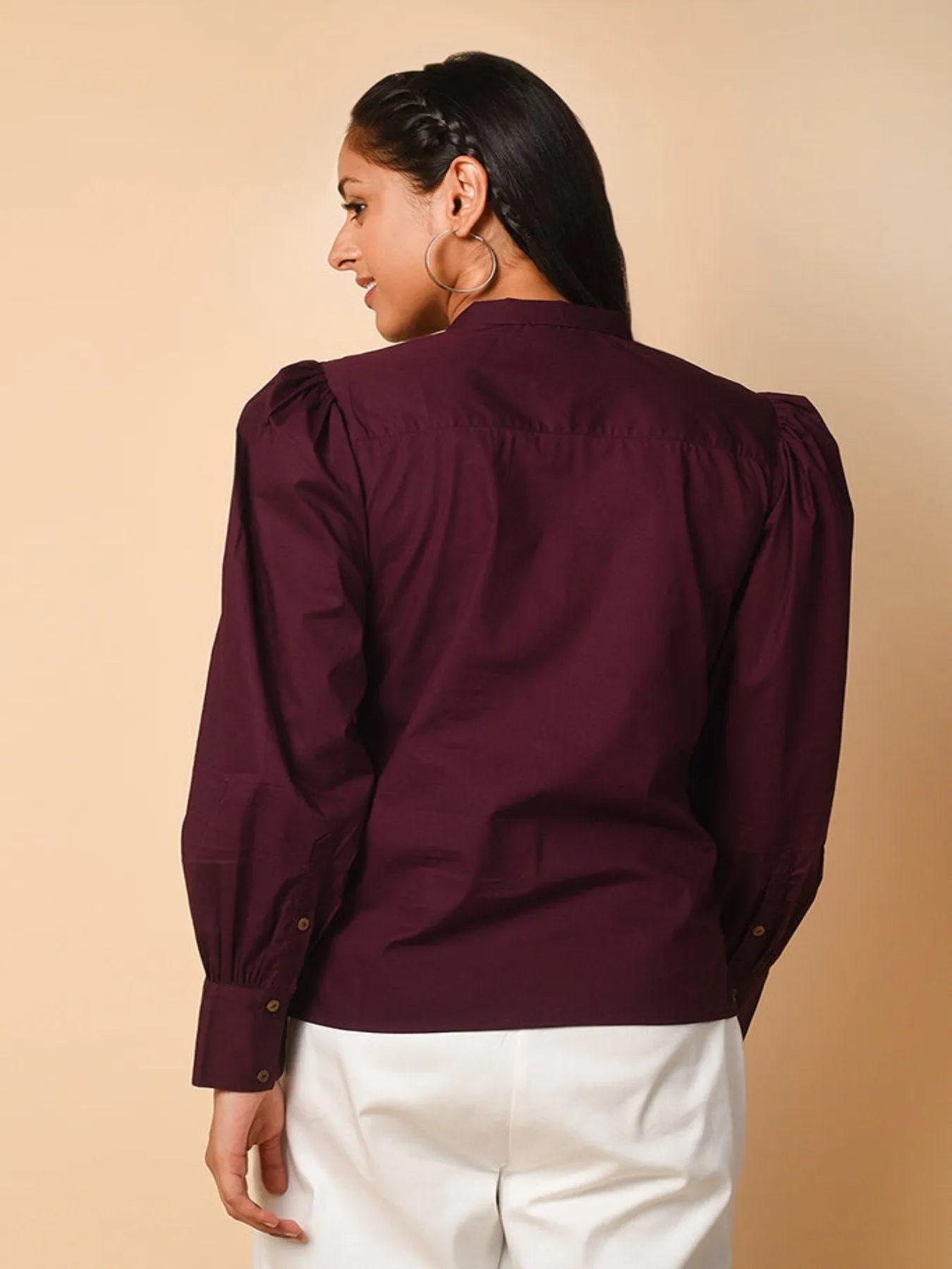 Grape Tie-Up Collar Shirt