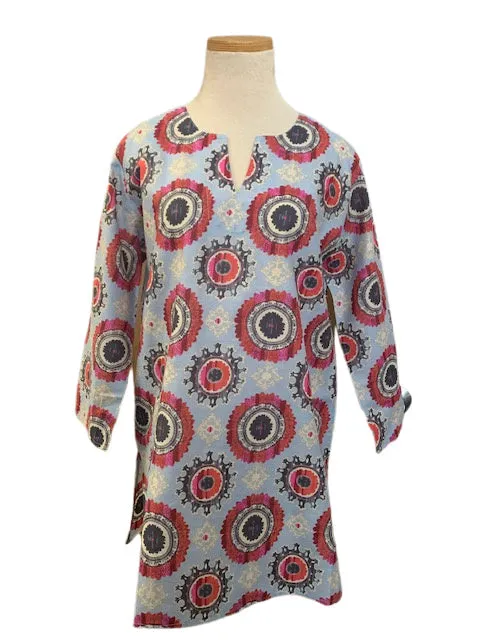 Gray Blue and Raspberry Suzani KikiSol Tunic