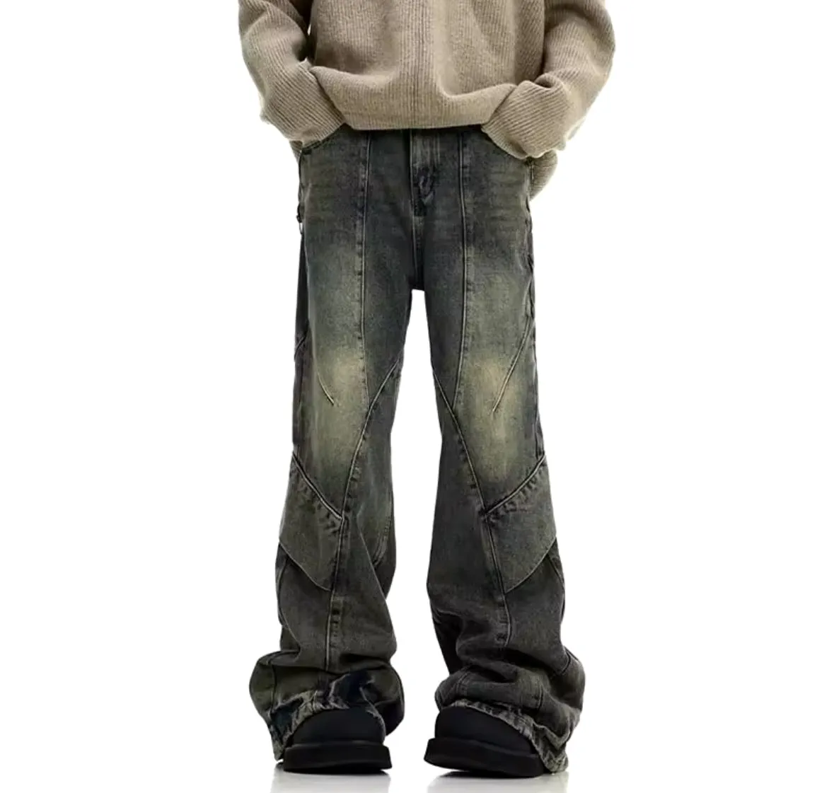 Gray Desert Wash Baggy Cargo Jeans