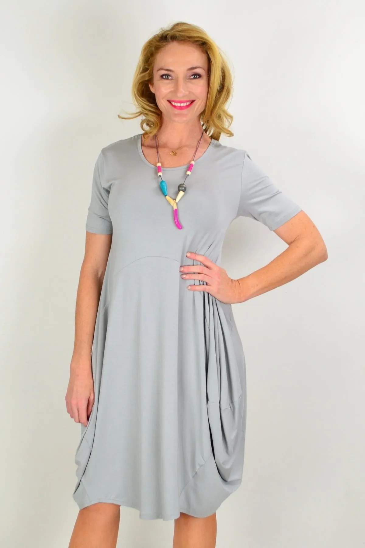 Grey Short Sleeve Modal Tunic Dress