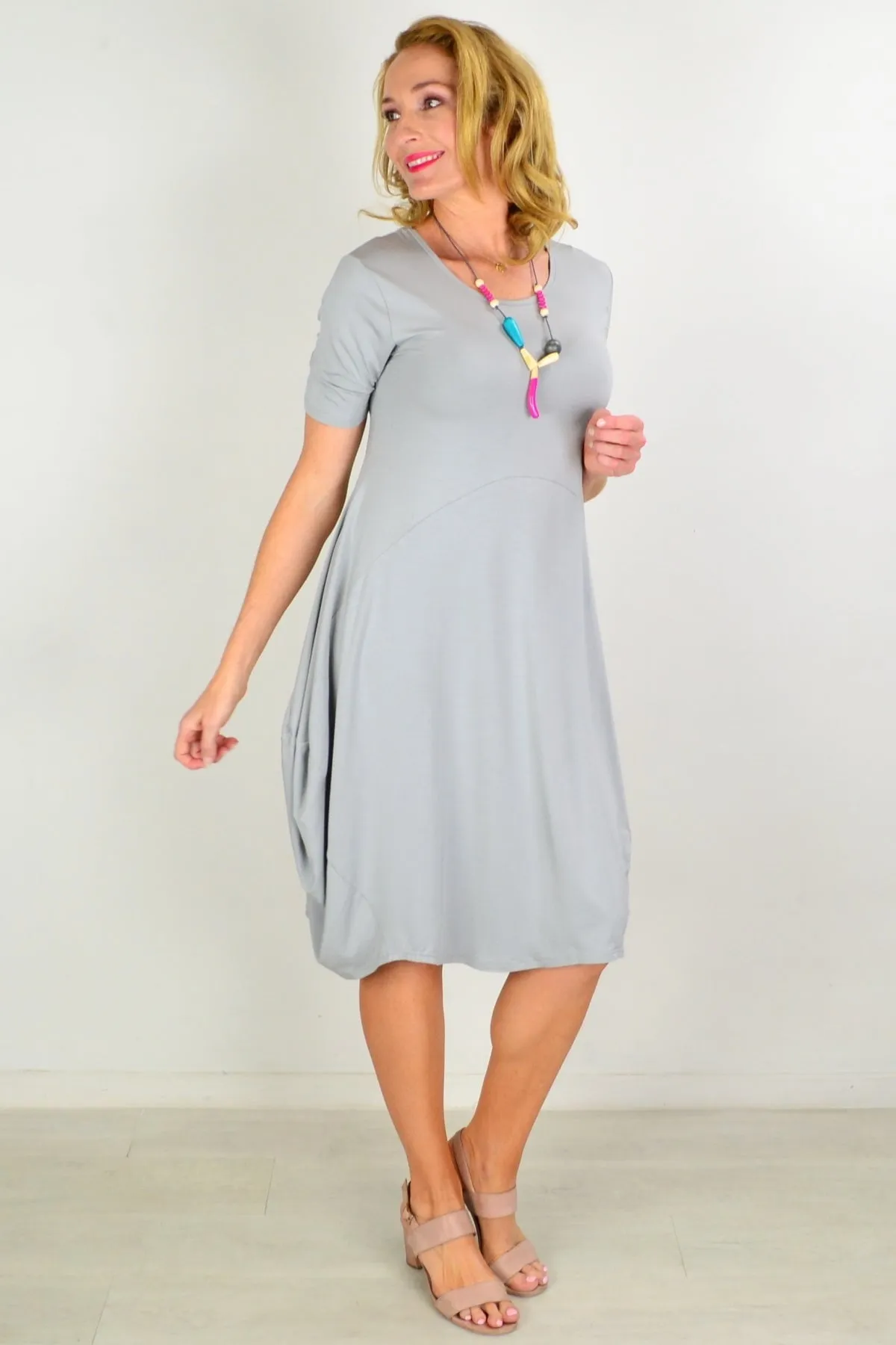 Grey Short Sleeve Modal Tunic Dress