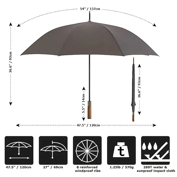 Grey Strong Wooden Umbrella