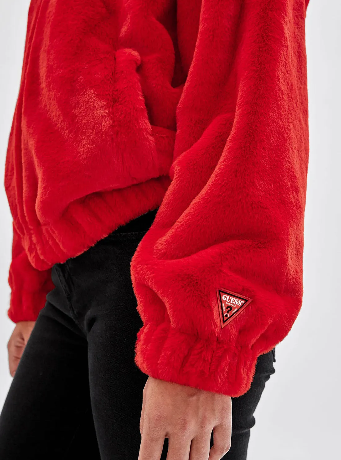 Guess Originals x Betty Boop Red Faux Fur Jacket