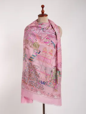 Hand Embroidered Jamavar Cashmere Scarf Taffy