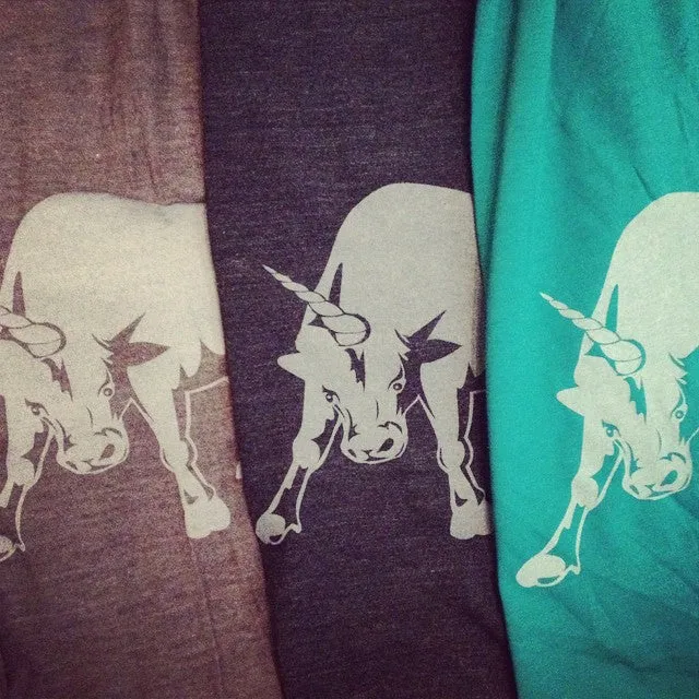 Hand Silk-Screened Bullicorn Jersey Scarf in Green