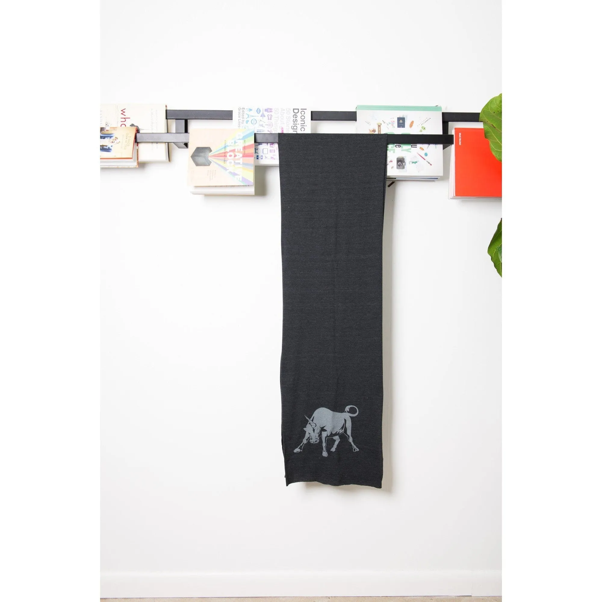 Hand Silk-Screened Bullicorn Jersey Scarf in Green