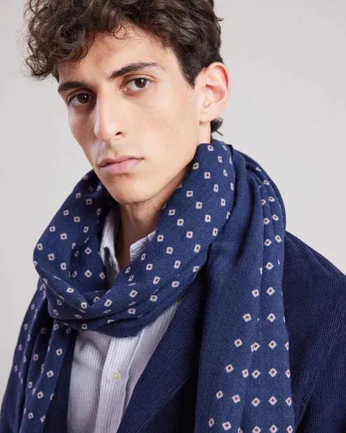 Hartford Woven Indigo & Red Dot Scarf