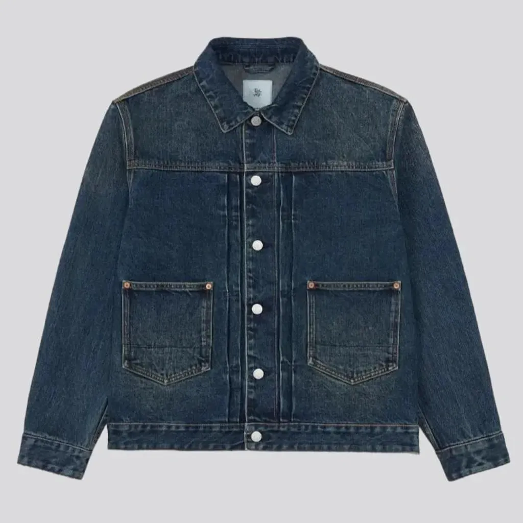 Heavyweight self-edge jeans jacket for men