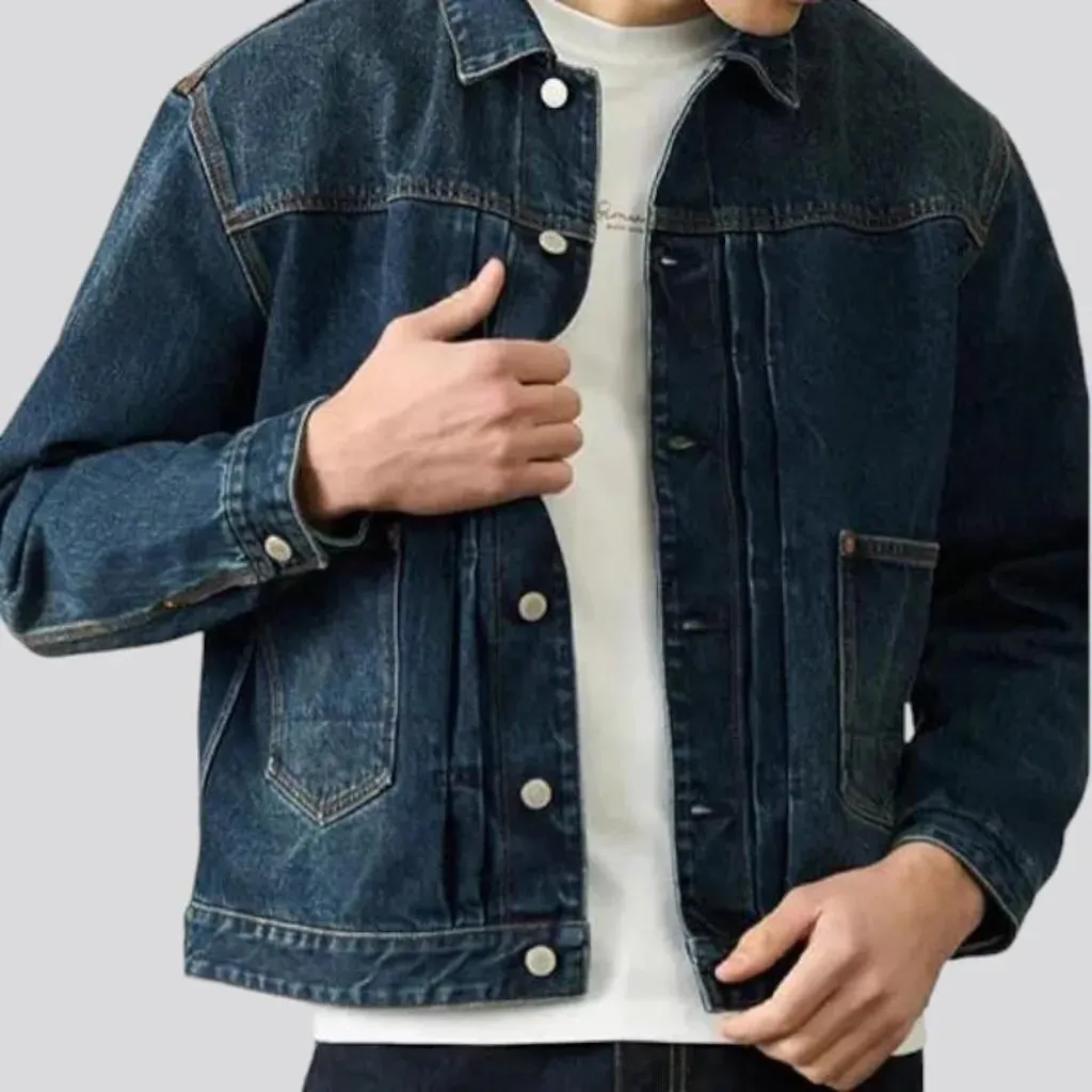 Heavyweight self-edge jeans jacket for men