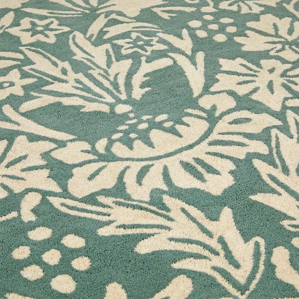 Heritage Floral 1 Rug Soft Teal Green