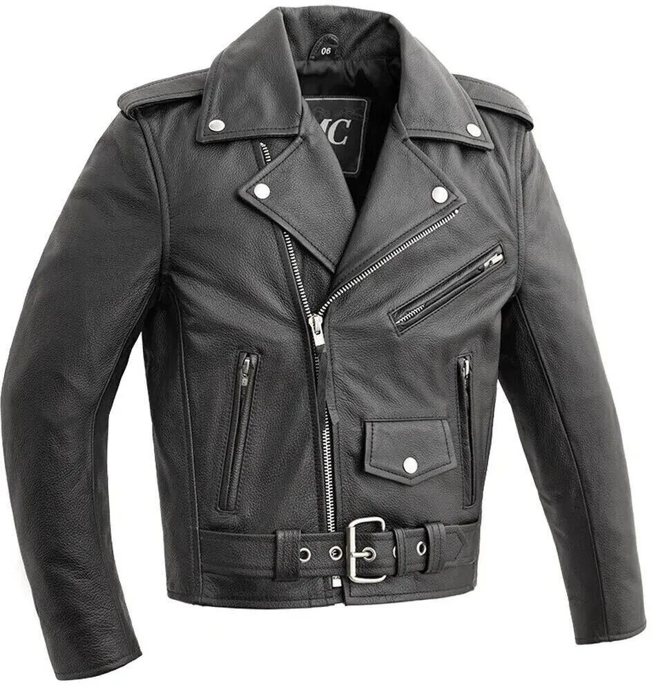 HL7001PLAIN Kids/Boys/Girls motorcycle leather jacket - The Classic Kids Leather Jacket