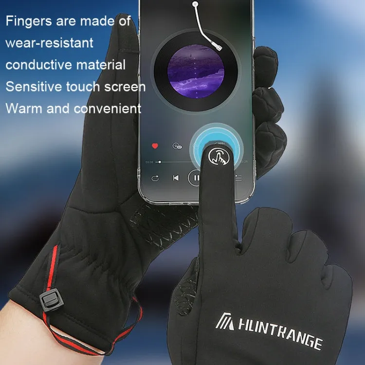 HUNTRANGE A037 Plus Velvet Sports Windproof Waterproof Touch Screen Riding Gloves, Size: M(Navy)