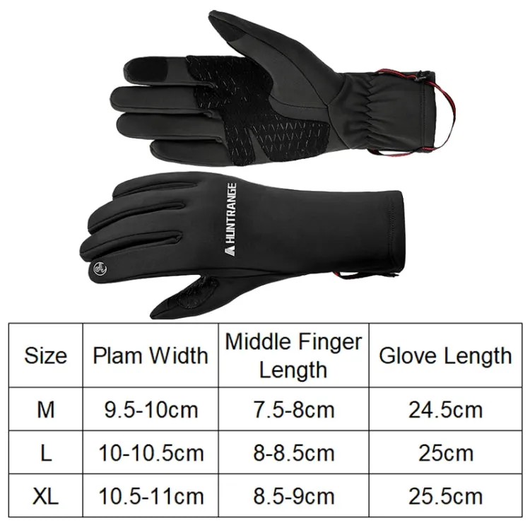 HUNTRANGE A037 Plus Velvet Sports Windproof Waterproof Touch Screen Riding Gloves, Size: M(Navy)