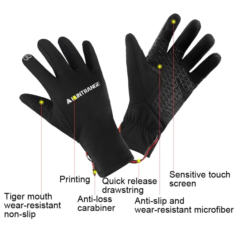 HUNTRANGE A037 Plus Velvet Sports Windproof Waterproof Touch Screen Riding Gloves, Size: M(Navy)