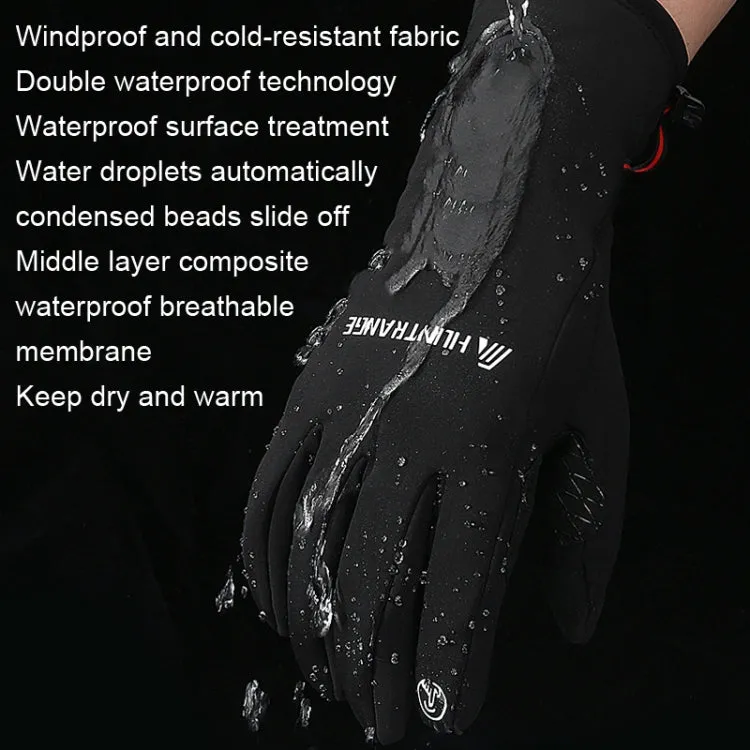 HUNTRANGE A037 Plus Velvet Sports Windproof Waterproof Touch Screen Riding Gloves, Size: M(Navy)