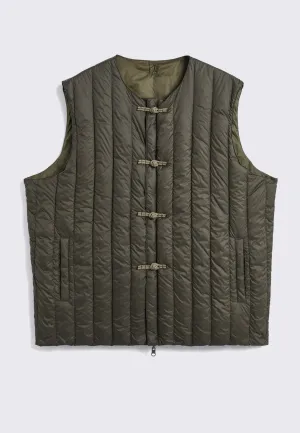 'Japan Special' Reversible Inner Down Vest - Dark Olive/Olive