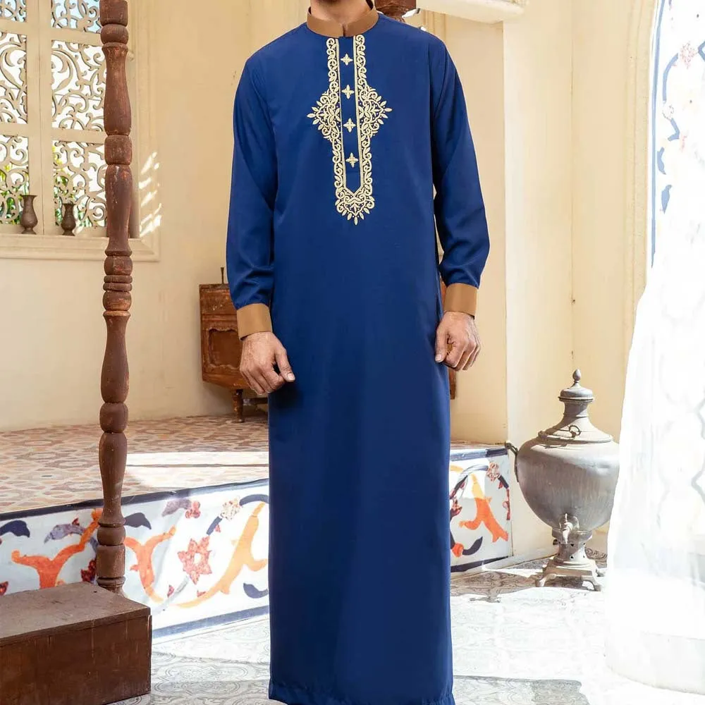 jl02 Muslim long-sleeved embroidered ethnic style Arabic robe   men's robes  abaya