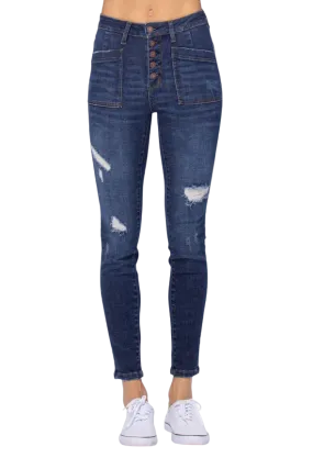 Judy Blue Women's Cargo Patch High Rise Skinny Jeans