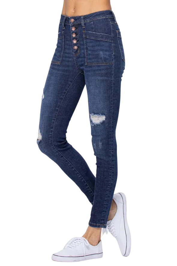 Judy Blue Women's Cargo Patch High Rise Skinny Jeans