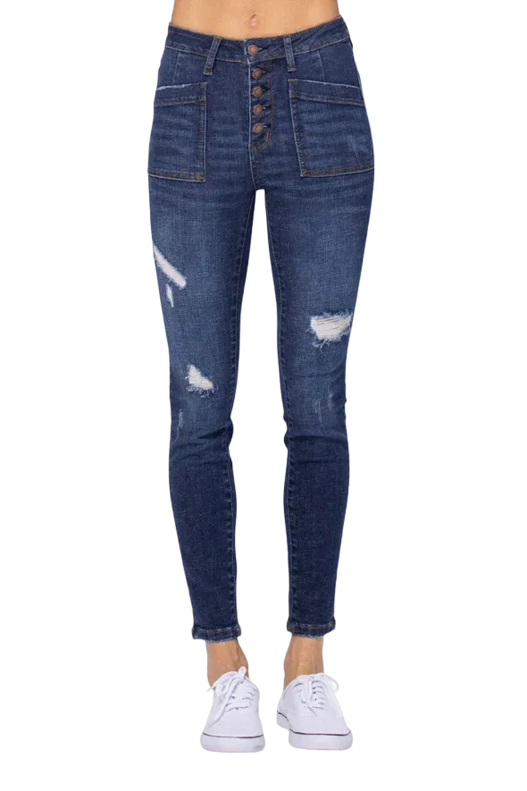 Judy Blue Women's Cargo Patch High Rise Skinny Jeans