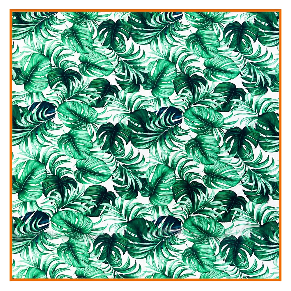 Jungle – Monstera White / Green Scarf (Neon Orange)