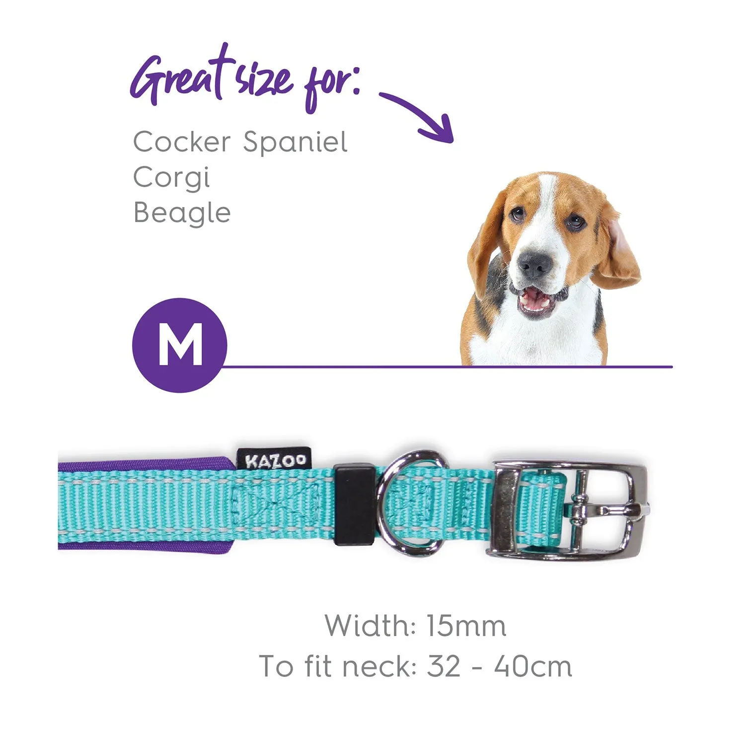 Kazoo Active Dog Collar Aqua & Purple