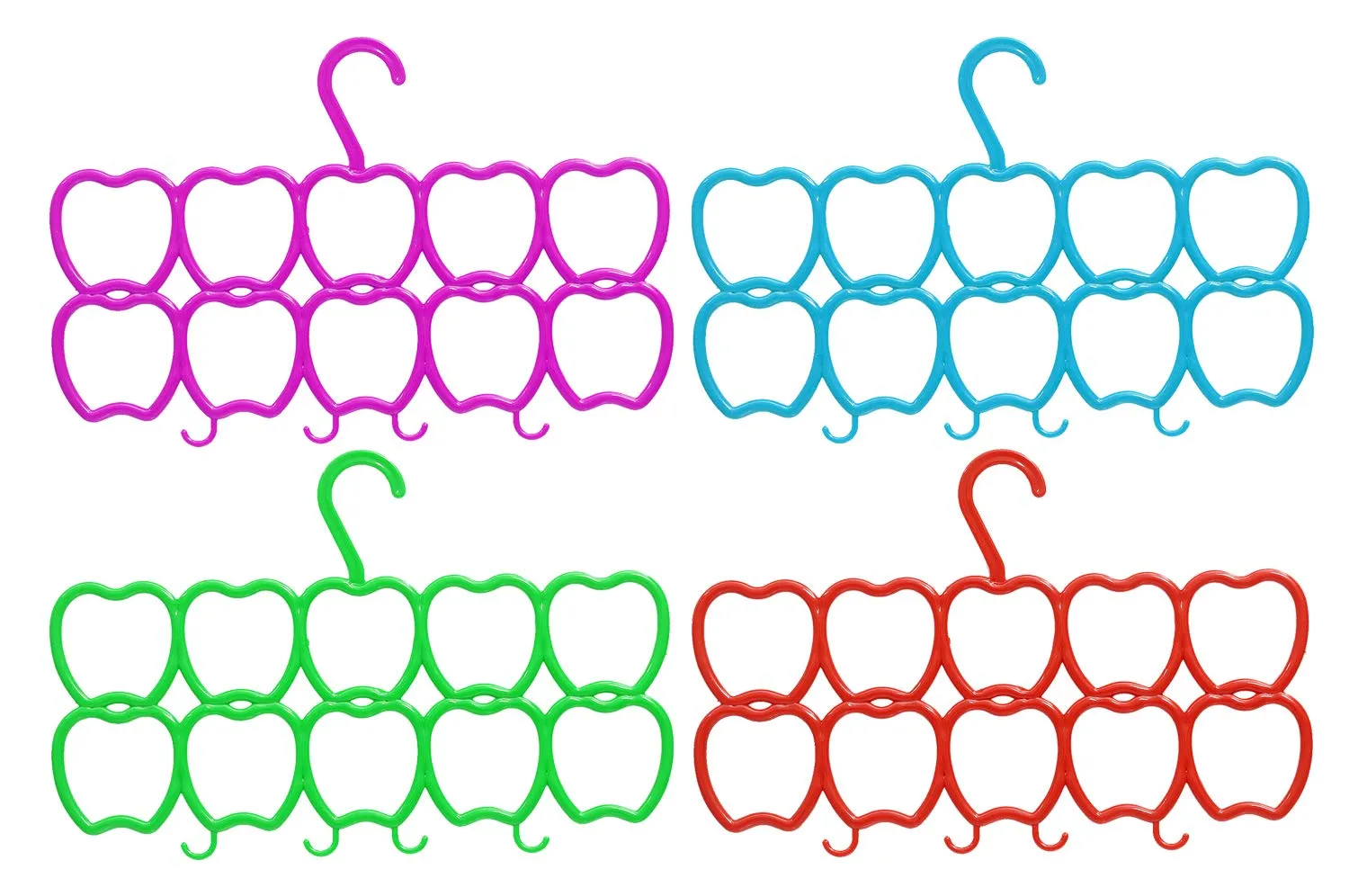 Kuber Industries 10 -Circle 4 Pieces Plastic Heart Design Hanger for Scarf, Shawl, Tie, Belt, Closet Accessory Wardrobe Organizer (Multicolour) - CTKTC030779
