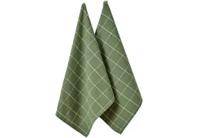 Ladelle Eco Check Green 2pk Kitchen Tea Towel