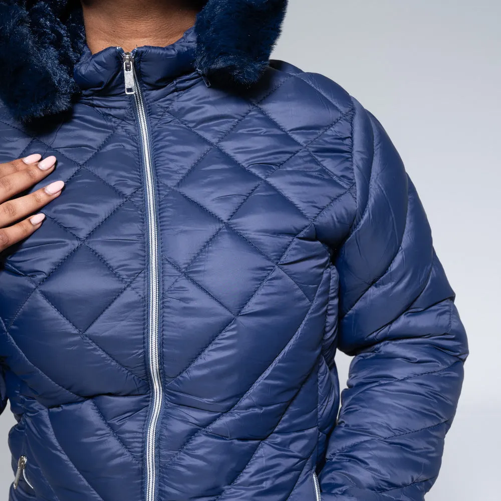 Ladies Dark Blue Puffer Jacket