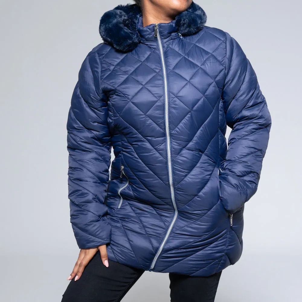 Ladies Dark Blue Puffer Jacket