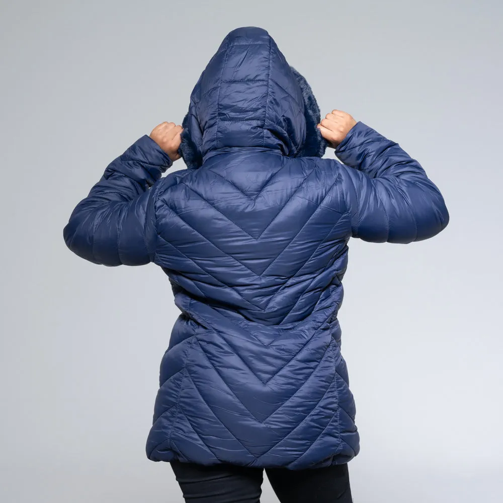 Ladies Dark Blue Puffer Jacket