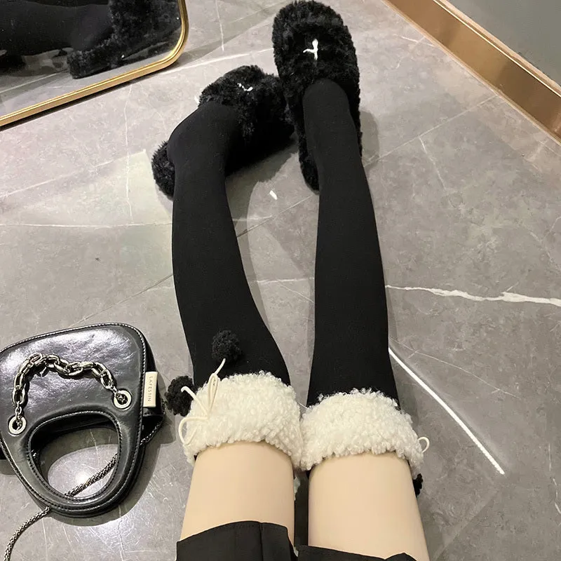 Lamb's Wool Black Knee-high Socks