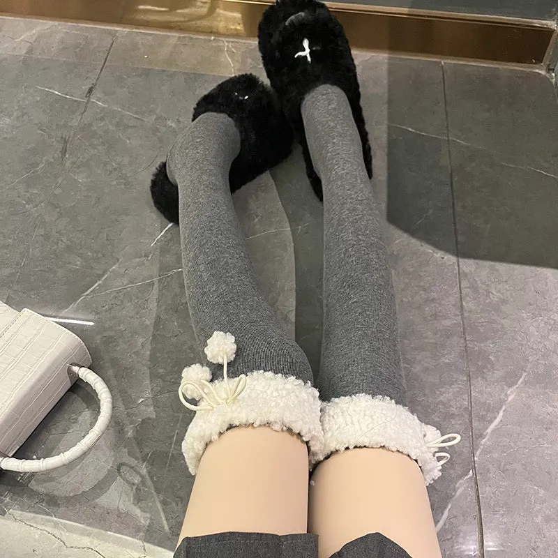 Lamb's Wool Black Knee-high Socks