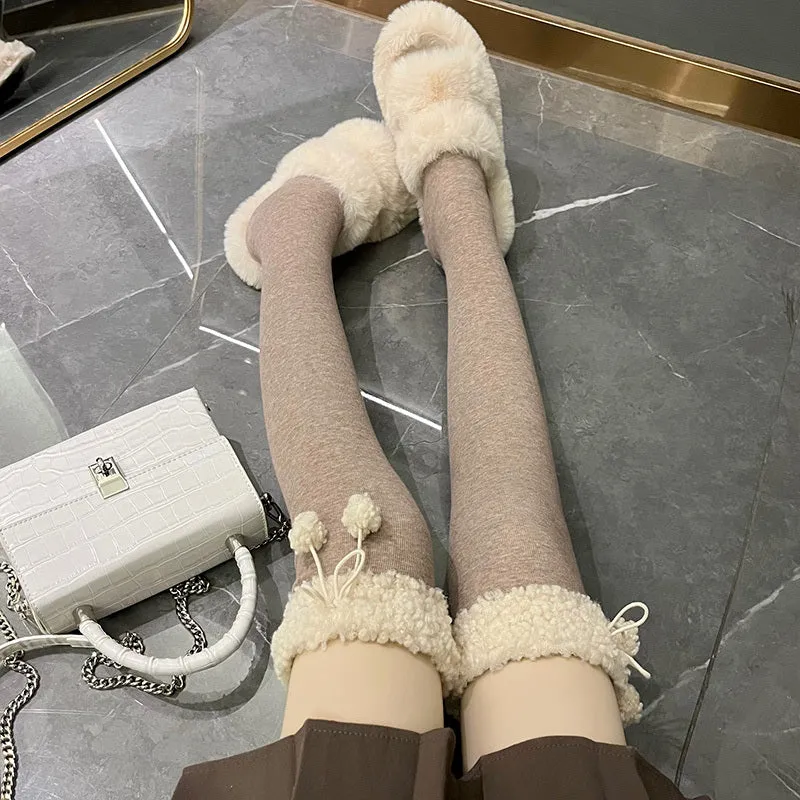 Lamb's Wool Black Knee-high Socks