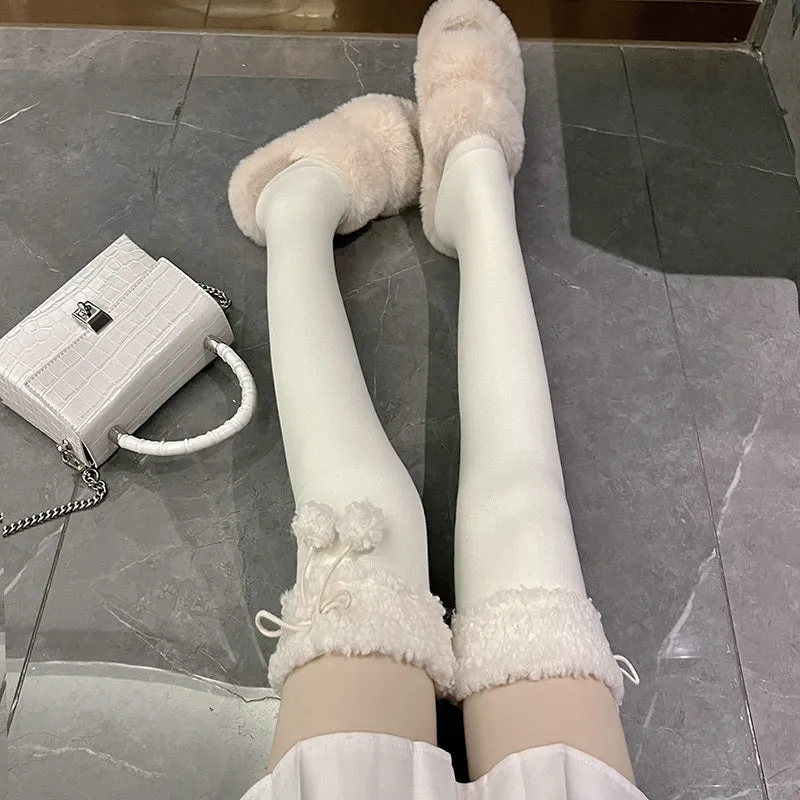 Lamb's Wool Black Knee-high Socks