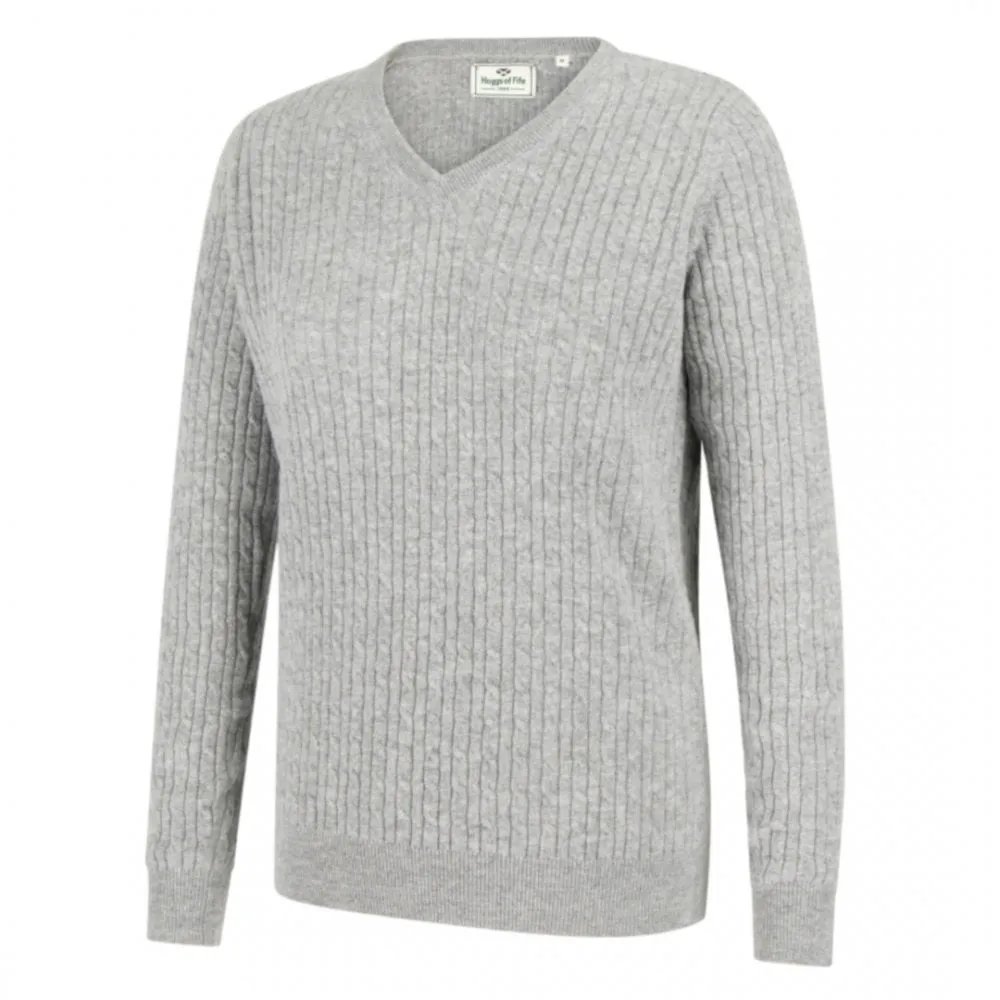 Lauder Ladies Cable Pullover - Grey by Hoggs of Fife