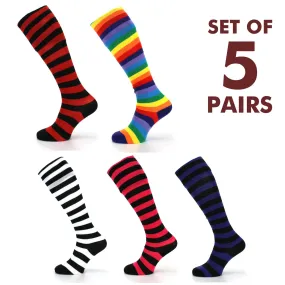 Long Knee High Striped Socks - Set 5