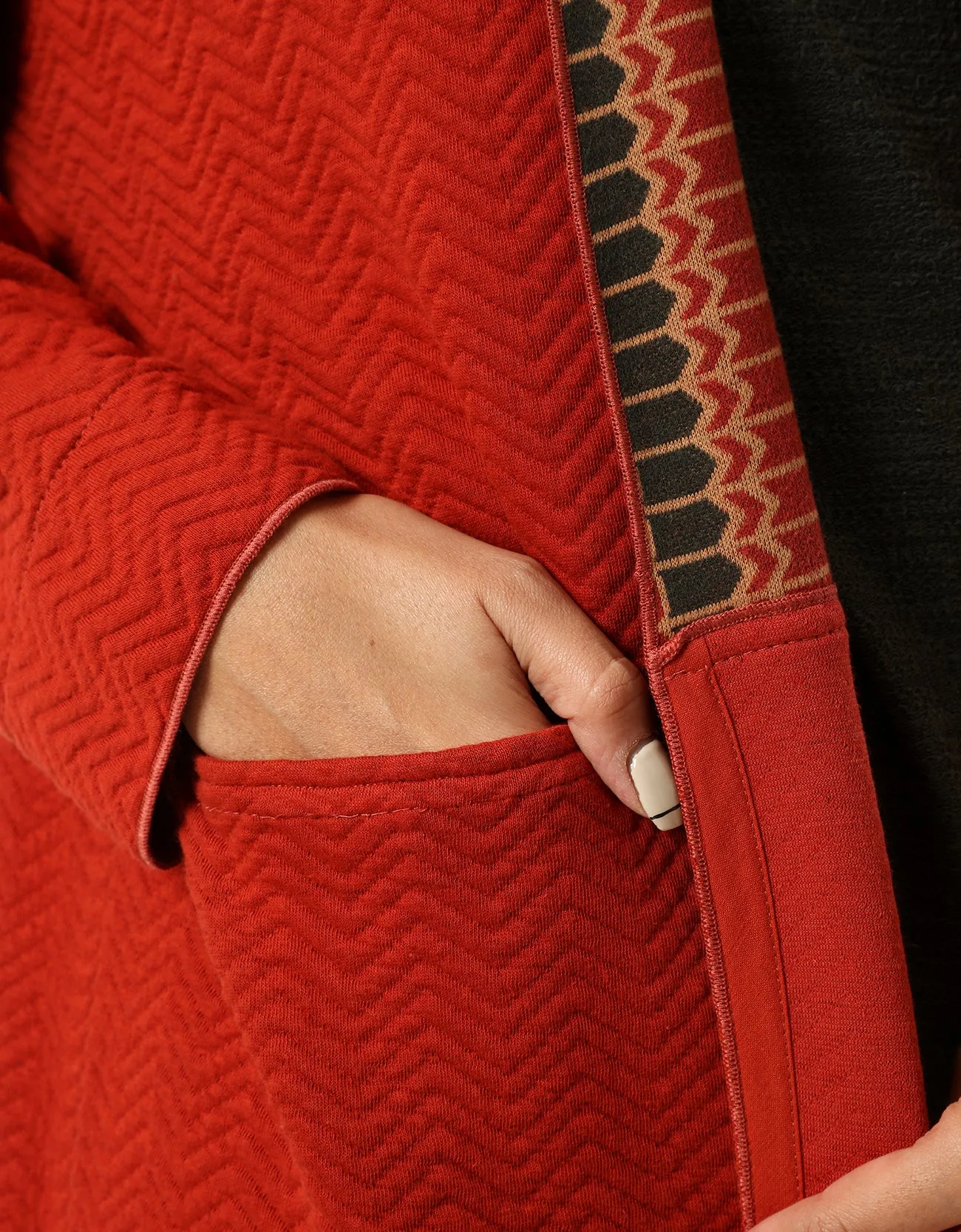 Long patterned quilted coat