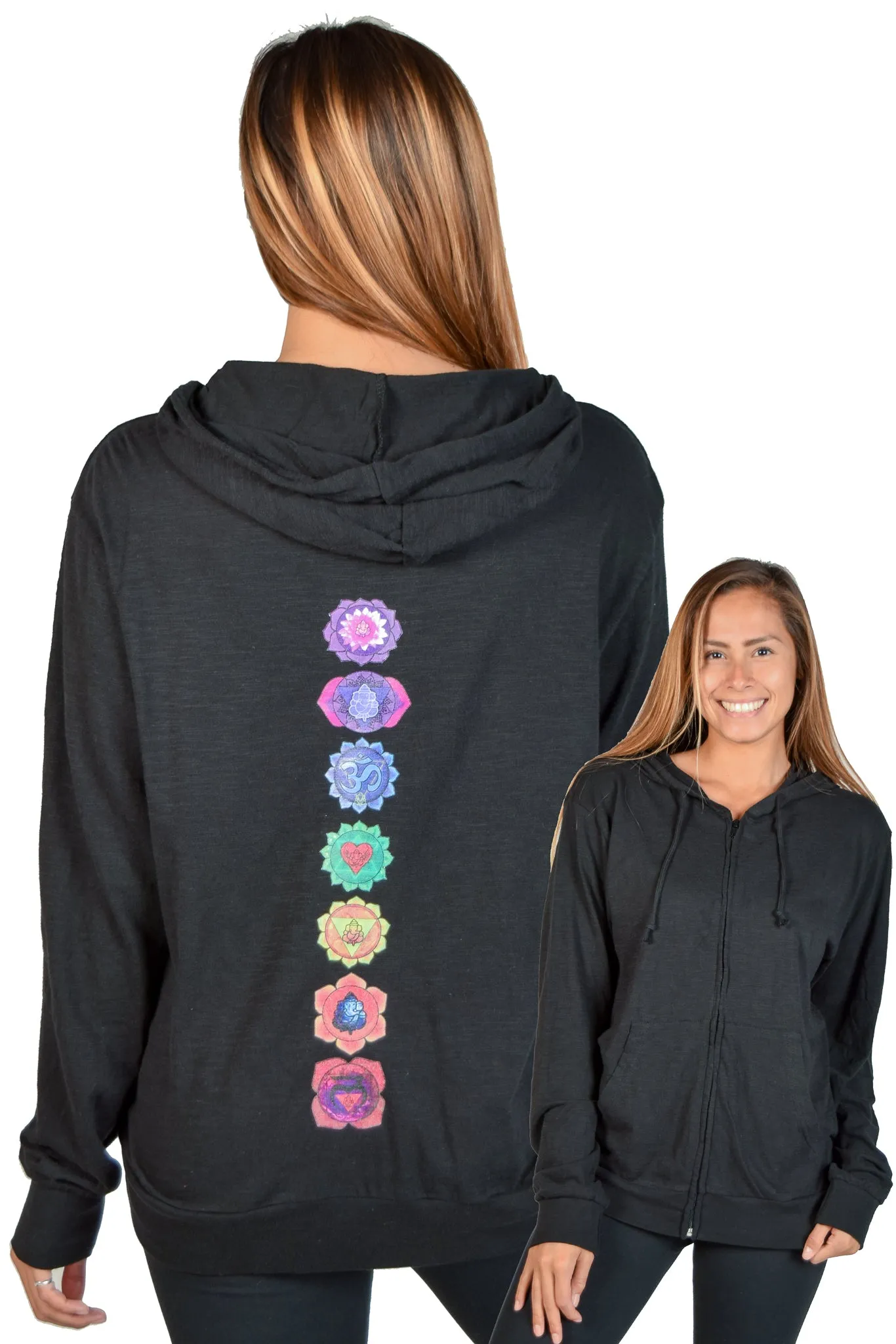 Long Sleeve Zip Up Chakra Hoodie