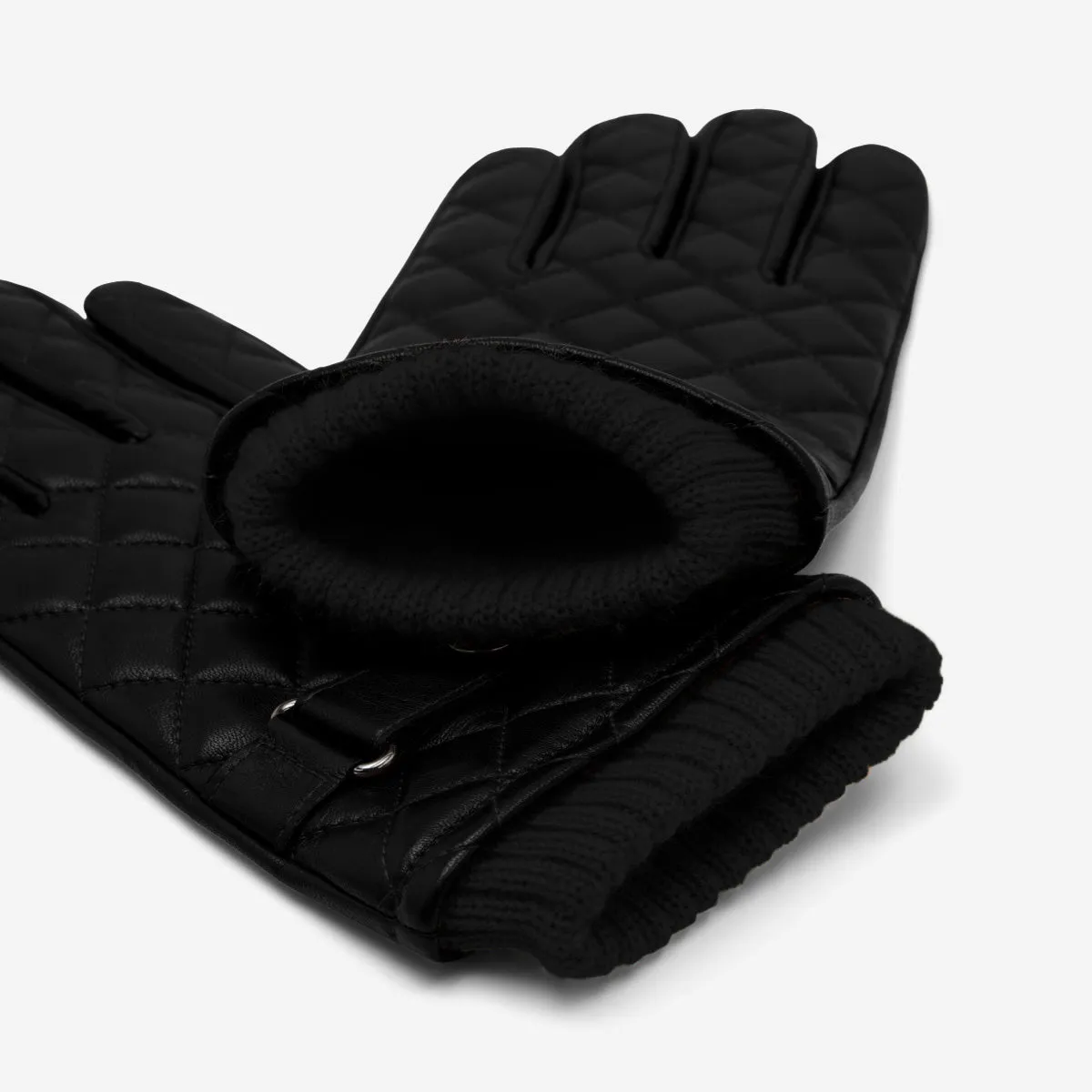 Luca (black) - Italian lambskin leather gloves with cashmere lining and checkered pattern