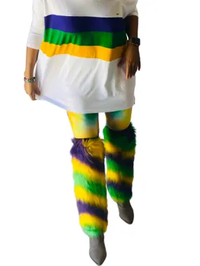 Mardi Gras Chevron Furry Leg Warmers (Adults or Kids)