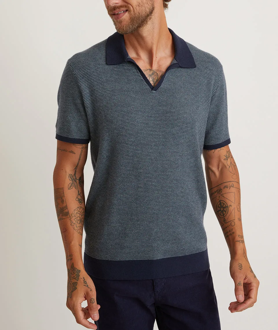 Marine Layer Liam Polo Short Sleeve Sweater Shirt in Dark Indigo