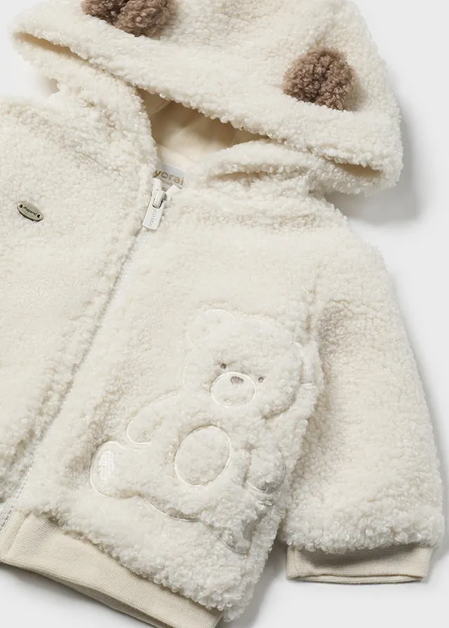 MAY Cream Hooded Bear Teddy Coat