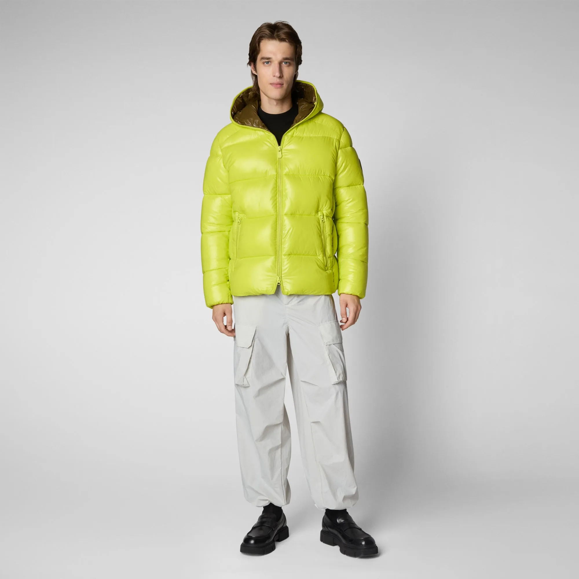 Men's Hooded Animal free Puffer Jacket Edgard Lichen Green